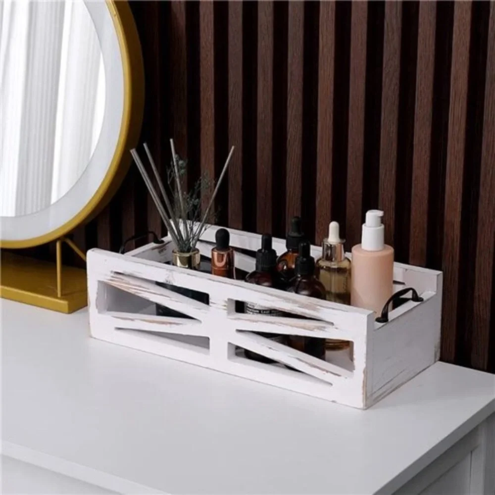 Toilet Paper Wood Holder Decor Box Farmhouse White NWT